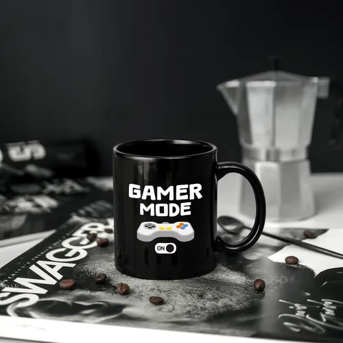 Vista 3 de YHRJWN Regalos de juegos para hombres, taza de café Gamer Mode ON para los amantes de los juegos, idea de regalos para jugadores para Navidad