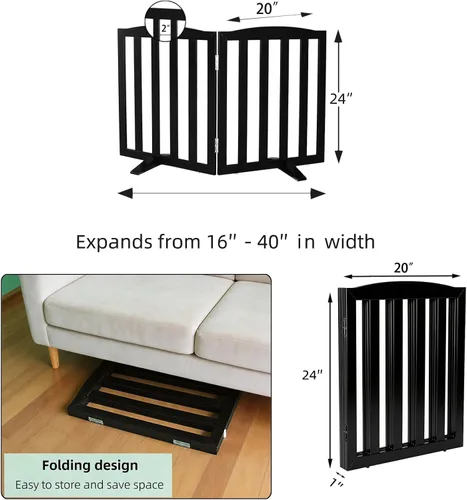 Vista 7 de Puerta Independiente para Perros para Interiores, Puerta para Perros Plegable, Puertas para Mascotas para Entradas, Escaleras o Pasillos, Puerta
