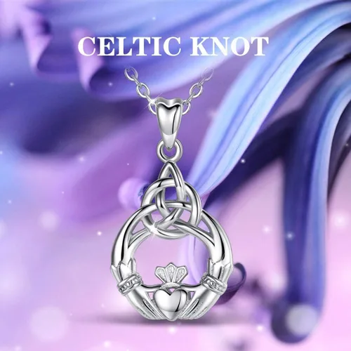 Vista 8 de INFUSEU - Juego de joyas celtas irlandesas para mujer, pendientes colgantes y collar con cadena de 18.0in