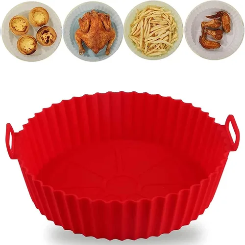 Vista 16 de Bandeja de silicona para hornear para freidora de aire, bandeja de silicona reutilizable para freidora de aire para canasta de 3.6 a 6.8 cuartos