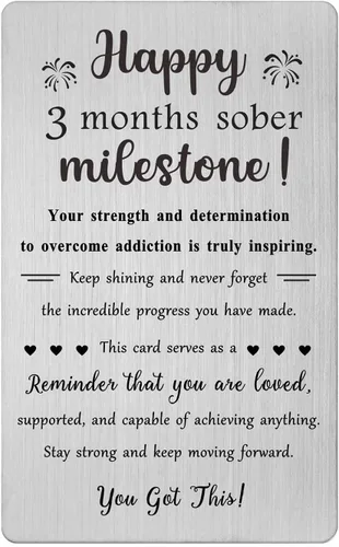 Vista 14 de TGCNQ Regalos de sobriedad de 1 mes - Regalos de recuperación para mujeres y hombres - Tarjeta de metal de aniversario sobrio de 30 días