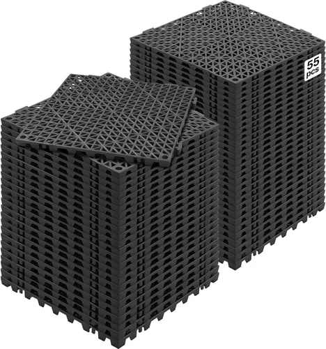 Vista 19 de VEVOR Alfombra Modular Entrelazada, Paquete de 12 Piezas de 30,5 cm x 30,5 cm, Azulejos de Drenaje de PVC Suave Entrelazados, Agujeros de Drenaje