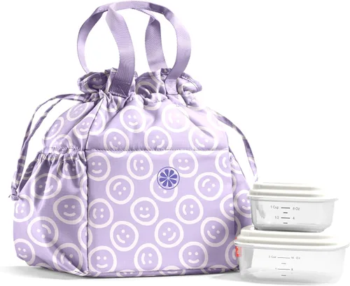 Vista 21 de Fit & Fresh Cromwell Bolsa de Almuerzo con Cordón para Mujeres, Juego Completo de Almuerzo con 2 Contenedores, Resistente a las Manchas, Resistente