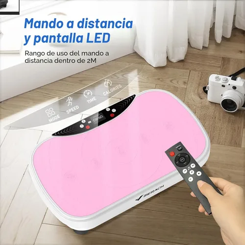 Vista 6 de Merach V28 Vibration Plate Exercise Machine with 99 Speeds & Bluetooth 9 Presets, Resistance Bands, 330lbs Capacity, Vibration Platform for Rosa