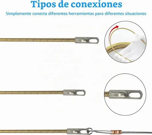 Vista 3 de Enhebrador de alambre de resorte eléctrico de 16 pies, cinta de pescado, herramienta extractor de cable de sujeción de cable, herramienta mejorada