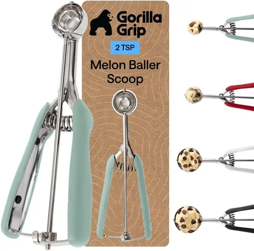 Vista 20 de GORILLA GRIP Cuchara para galletas de acero inoxidable sin BPA, cuchara #60 de 1 cucharada, mango de agarre suave, fácil liberación de alimentos