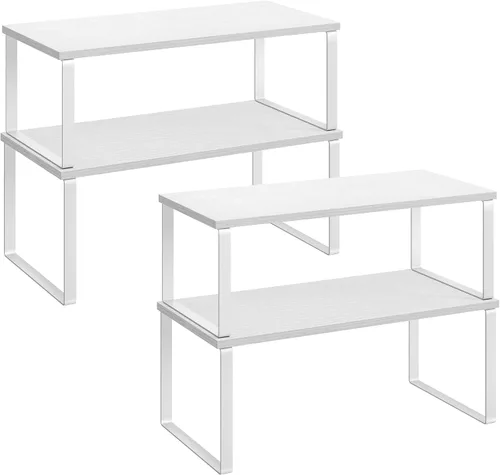 Vista 17 de SONGMICS Estante organizador de gabinete, juego de 4 estantes de encimera de cocina, almacenamiento de cocina, estante de especias, apilable