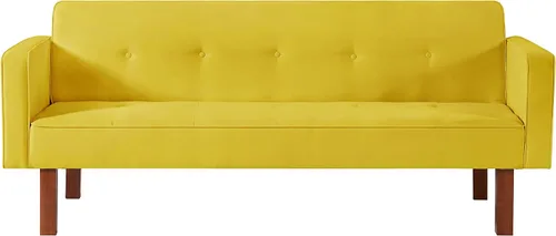 Vista 9 de Sofá cama de tela moderna, sofá cama convertible con 2 almohadas y reposabrazos, sofá reclinable plegable de 75 pulgadas con patas de madera maciza