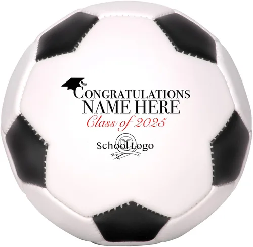 Vista 5 de Balón de fútbol personalizado, regalo de graduación personalizado con nombre y logotipo de la escuela para él, ella, graduado, hijo, hija