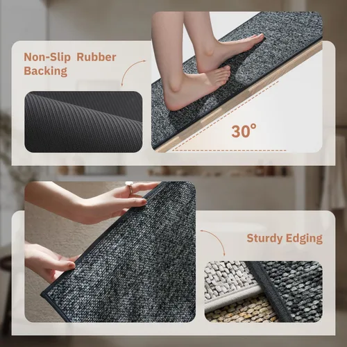 Vista 3 de PADOOR Tapetes de baño finos, trenzados para baño, tapetes de baño con parte trasera de goma antideslizante, lavables a máquina y de secado rápido