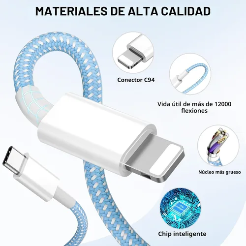 Vista 3 de Cargador de teléfono de carga rápida, paquete de 4 bloques de cargador de pared USB C de 20 W con cable Cable de carga tipo C de 6 pies compatible