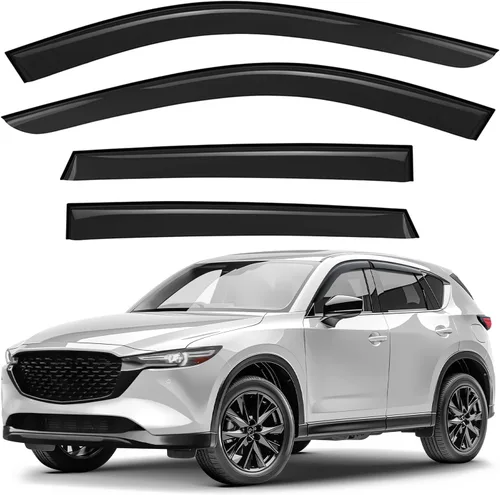 Vista 21 de Deflectores de ventana tintados ahumados con cinta adhesiva para ventana lateral, deflectores de lluvia compatibles con Toyota RAV4 2013-2018 - 4