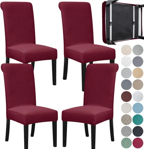Vista 38 de SPRINGRICO Paquete de 2 fundas para sillas de comedor con cinturón de seguridad, fundas elásticas para sillas Parsons lavables, fundas protectoras