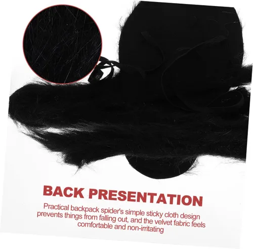 Vista 7 de Mochila de Halloween para niños y niñas, bolsa decorativa de araña, juguete gigante de felpa, color negro, 1 unidad, Negro -, Centímetro