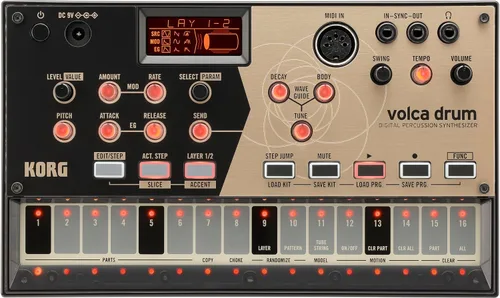 Vista 9 de Korg Volca FM2 Sintetizador Digital con 6 voces y secuenciador de 16 pasos