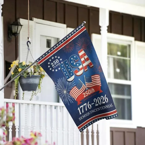 Vista 4 de 250 Anniversary USA Garden Flag, 250th Anniversary America Flag 1776-2026 Commemorative Patriotic 250 Year Banner 4th of July Yard Sign Double-Sided