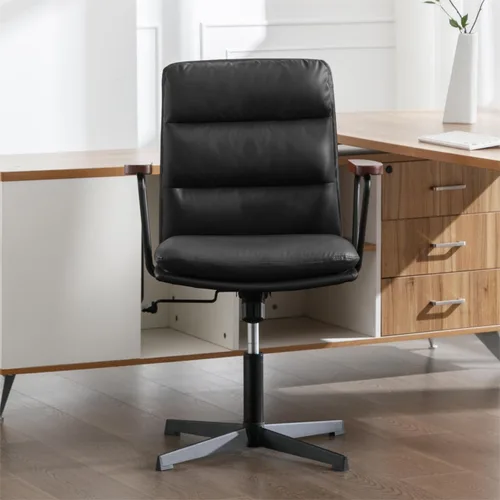 Vista 6 de Okeysen Silla de escritorio de oficina sin ruedas, silla ergonómica con Negro