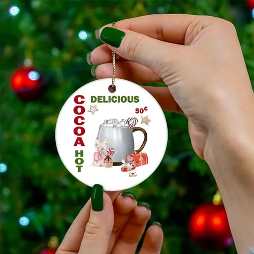 Vista 4 de Cheyan Adorno de Navidad de barra de cacao caliente, adorno de árbol de Navidad para decoración del hogar de Navidad, adorno colgante de Navidad