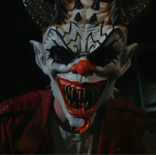 Vista 5 de Deja Boo Máscara de payaso aterrador, diseño único de máscara espeluznante de Halloween, disfraces faciales realistas de primera calidad