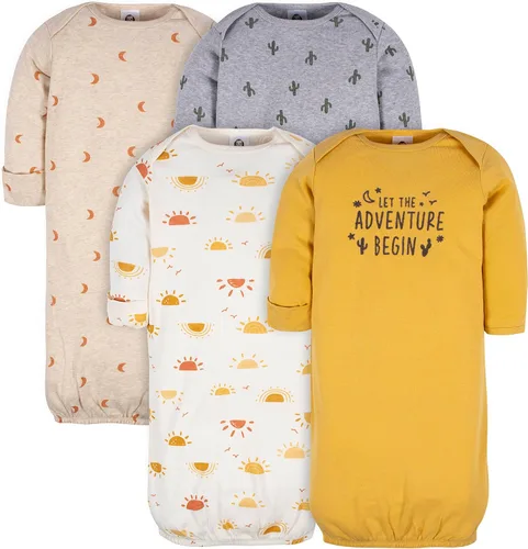 Vista 5 de Gerber Baby Boys & Girls 4-Pack Sleeper Gown Animales verde