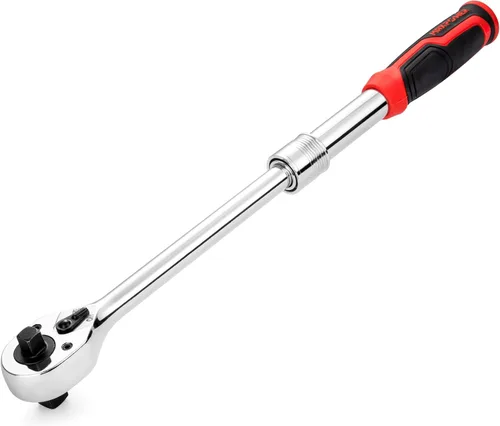 Vista 9 de MAXPOWER Llave de Tubo de cabeza flexible de 1/2 pulgada, función de trinquete reversible de liberación rápida de 72 dientes, mango extensible