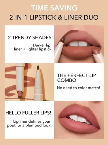 Vista 3 de SHEGLAM Juego de delineador de labios mate 2 en 1 y lápiz labial de larga duración Makeup-Berry Whip