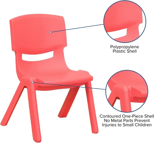 Vista 32 de Flash Furniture - Silla escolar apilable de plástico azul con altura de asiento de 10 1/2 pulgadas Construcción duradera, uso comercial