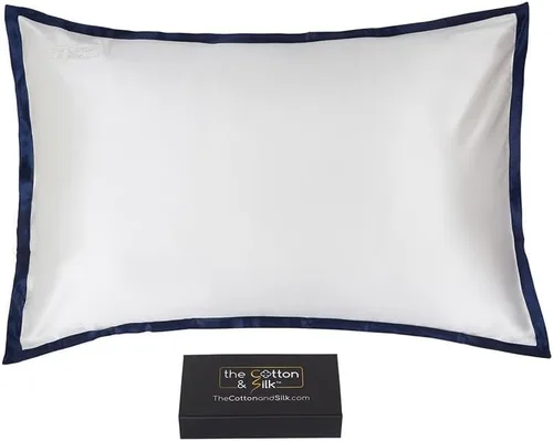 Vista 28 de Funda de almohada de seda de morera 22 Momme (cierre envolvente en la parte posterior), colección elegante, tamaño Queen, caramelo + crema