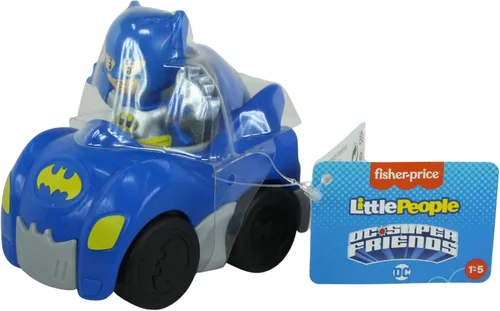 Vista 2 de Fisher Price Little People DC Super Friends, Imaginext DC Superhero Toys, creativos, juguetes educativos, Batman y Batmobile, hacen que los tiempos
