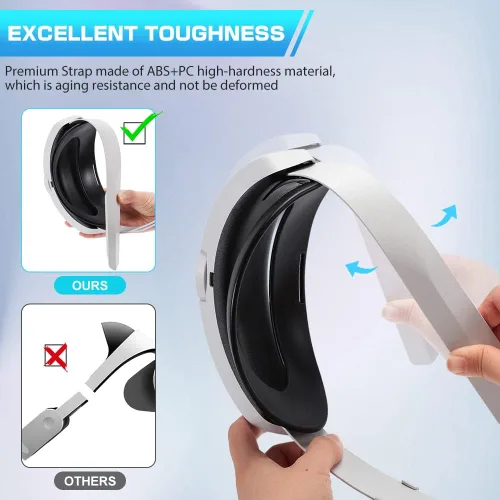 Vista 3 de Quest 2 Elite Strap with Battery 6000mAh Vrbort Adjustable VR Headset Strap Replacement Fast Charging White