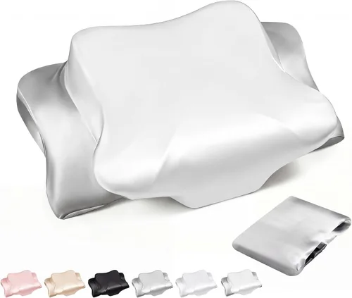 Vista 11 de Hahafelt Funda de Almohada Cervical para el Cuello (Solo Funda de Almohada) Funda de Almohada de Satén con Cremallera Funda de Almohada de Contorno