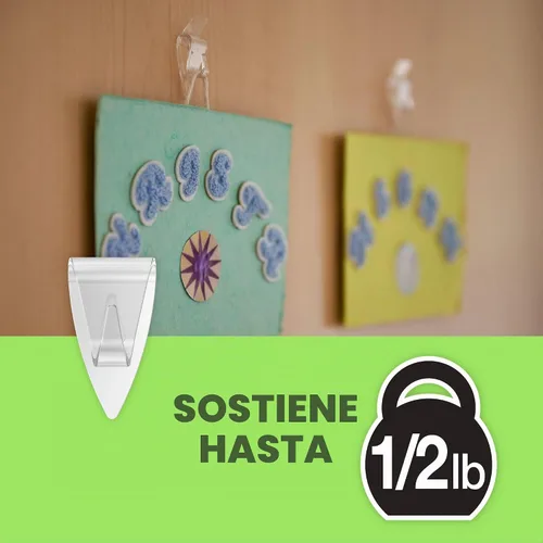 Vista 2 de FrogTape reMOVEables - Mini ganchos adhesivos para colgar, 18 ganchos transparentes y 24 tiras adhesivas, clips de interior sin daños para luces