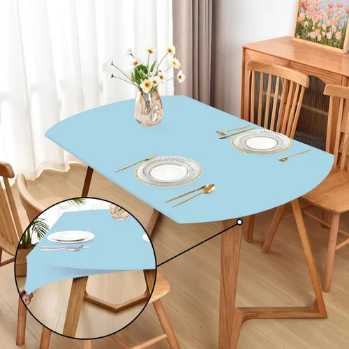 Vista 34 de Mantel ajustado blanco con elástico para mesas plegables de 48x48 pulgadas, manteles lavables y elásticos de elastano para mesas de cartas, manteles