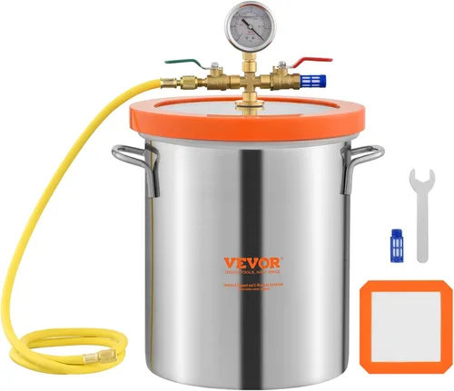 Vista 11 de VEVOR Cámara de vacío de 1.5 galones y kit de bomba de 3.5 CFM, cámara de acero inoxidable, kit de cámara de desgasificación de bomba de vacío