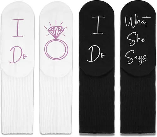 Vista 2 de Engagement Gifts for Couples, Funny Socks, I Do What She Says,Gifts for Newly Engaged Couples.