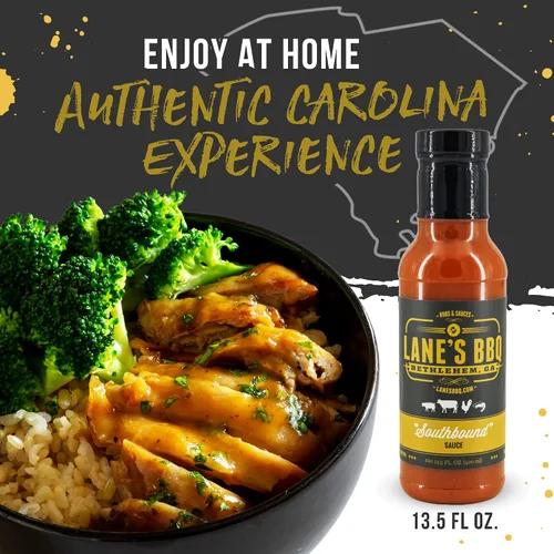 Vista 6 de Lane's Southbound Carolina Mustard BBQ Sauce, South Carolina BBQ Mustard Sauce, la mejor salsa BBQ perfecta para sándwiches y hamburguesas, 13.5