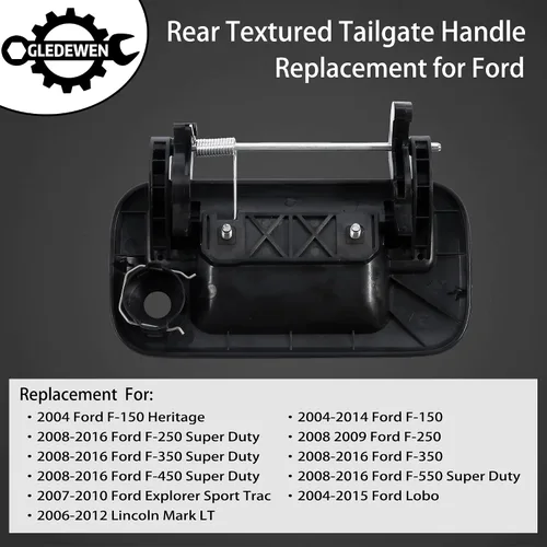 Vista 2 de Manija exterior de puerta trasera, compatible con Ford F150 F250 F350 F450 F550 Super Duty Explorer Lobo 2004-2016, Lincoln Mark LT, con orificio