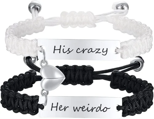 Vista 8 de XUANPAI Pulseras a juego para parejas mujeres y hombres, pulseras largas para él y ella, de relación, de aniversario, Navidad, regalos de cumpleaños
