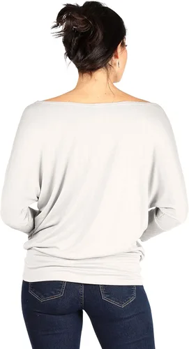 Vista 3 de Camiseta sexy para mujer estilo dolman con hombros descubiertos manga 34 cintura con bandas tallas regulares y grandes