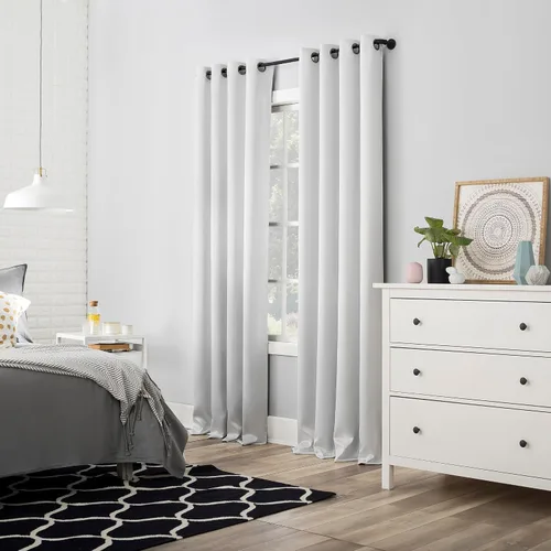 Vista 6 de Sun Zero Nordic - Juego de 2 paneles de cortinas con ojales de grado teatral extremo 100% opacas, 104" x 96" (2* 52" x 96"), cortinas opacas blanco