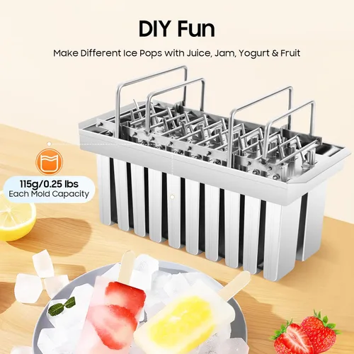 Vista 4 de 20 moldes de helado caseros, moldes comerciales de acero inoxidable, capacidad de 0.25 libras, moldes para hacer bricolaje de fácil liberación