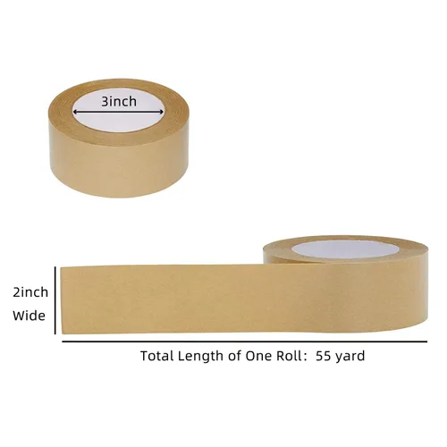 Vista 2 de TooCust Cinta de papel Kraft autoadhesiva,2 "X55YD,Cinta de papel marrón, Cinta de embalaje marrón biodegradable,Cinta de embalaje de papel