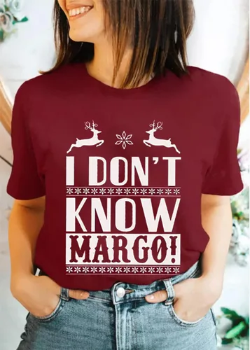 Vista 3 de I Don't Know Margo - Camiseta divertida de Navidad para mujer, camisetas de manga corta con gráficos lindos