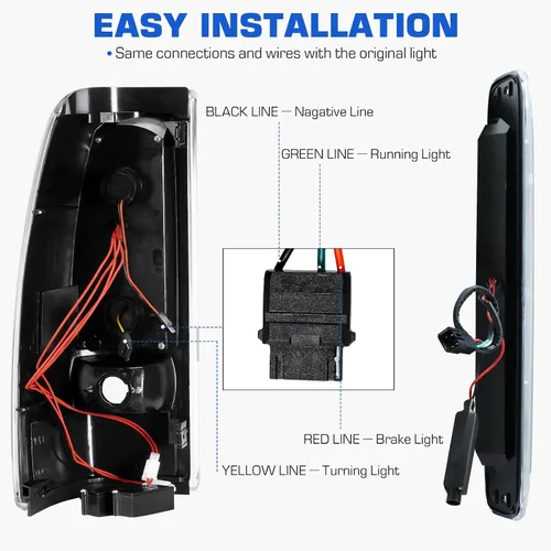 Vista 5 de Luz trasera LED + 3ª luz de freno para Chevy Silverado 1500 2500 HD 1999-2002, apta para GMC Sierra 1500 2500 HD 1999-2003 Fleetside Bedtype