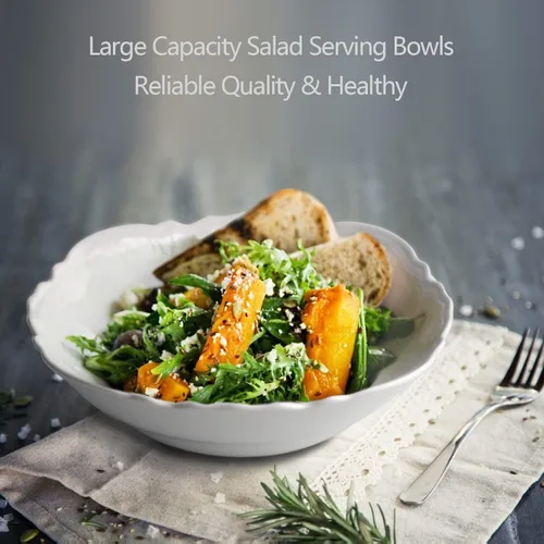 Vista 4 de amhomel Cuencos de porcelana, cuencos grandes de cerámica poco profundos de 38 onzas para ensalada, pasta, sopa y frutas, aptos para microondas