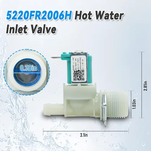 Vista 3 de 5220FR2075L Y 5220FR2006H (Frío y Caliente) Válvula de entrada de agua de repuesto para lavadora LG y Kenmore, Reemplaza 5221ER1003A 5220FR2006L