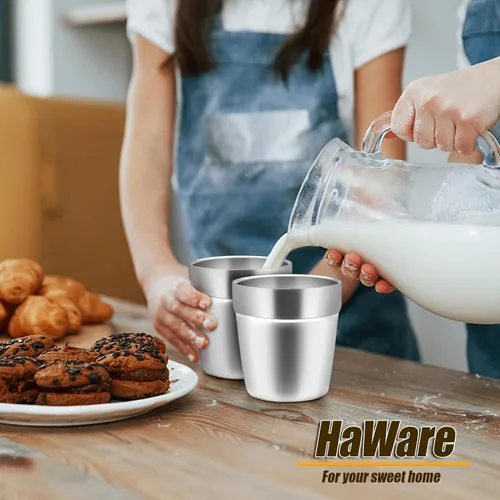 Vista 10 de HaWare Vasos de acero inoxidable para niños pequeños, 6 onzas, 4 paquetes