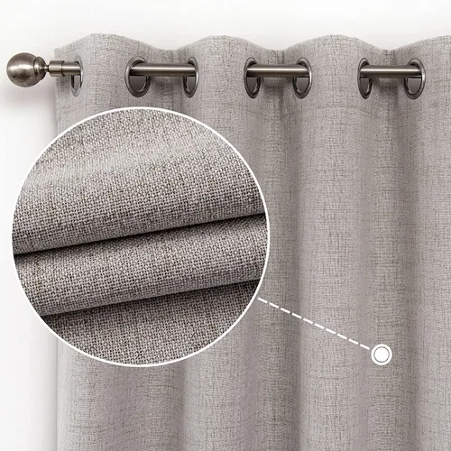 Vista 37 de CUCRAF Juego de 2 paneles de cortinas 100% opacas de lino de 84 pulgadas de largo, con pestaña trasera y bolsillo para barra para sala de estar