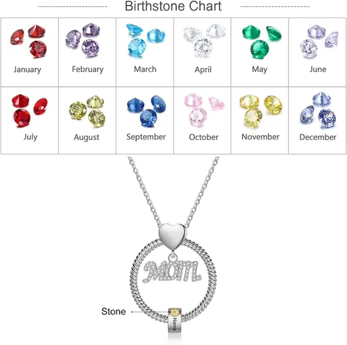 Vista 2 de Wendy Made Personalized Mom Necklace for Women with 1-5 Names for Mom Gifts Custom Mama Gifts Mother Daughter Necklace with Birthstone for Women