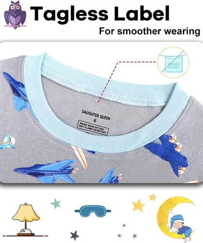 Vista 2 de DAUGHTER QUEEN Pijama para niños de 4 piezas 100 algodón ropa de dormir de 18 meses a 12 años
